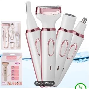 4-in-1 Electric Hair Removal Kit - White and Pink